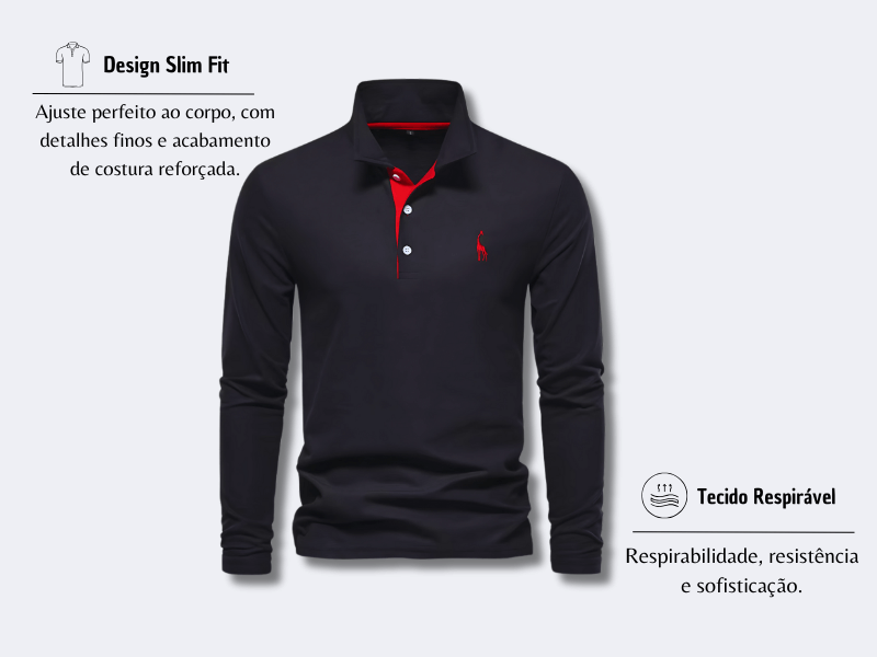 [Kit 3 Camisas Gola Polo🔥] Manga Longa - Branco, Preto e Cáqui
