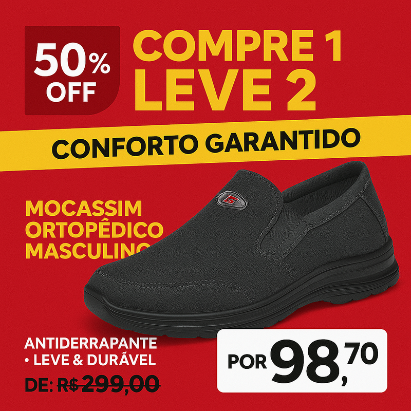 [🔥 COMPRE 1 LEVE 2] MOCASSIM ORTOPÉDICO MASCULINO PREMIUM