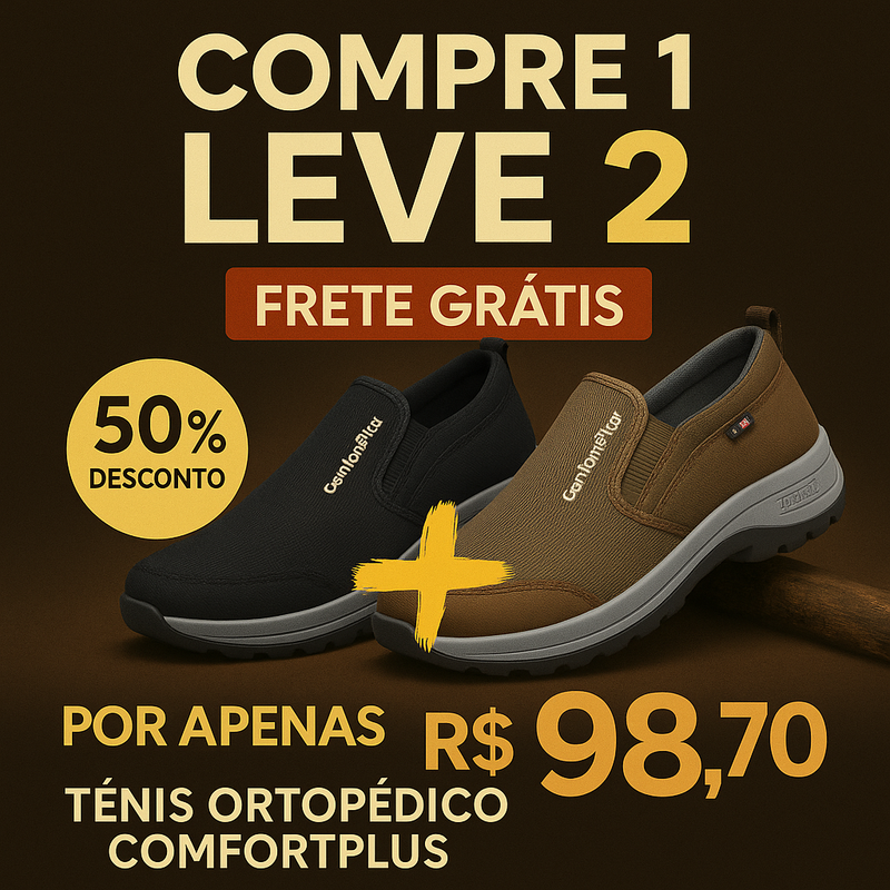 (🔥ESQUENTA BLACK FRIDAY) COMPRE 1 LEVE 2 Tênis Mocassim Ortopédico ConfortPlus 2025